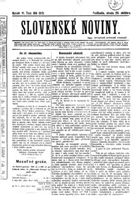 Slovenské noviny Mittwoch 29. Oktober 1873