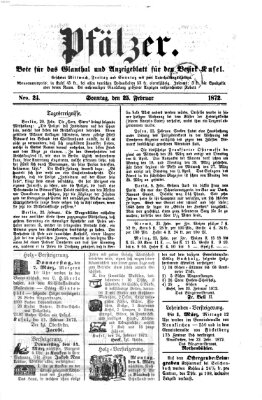 Pfälzer Sonntag 25. Februar 1872