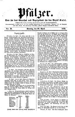 Pfälzer Sonntag 28. April 1872