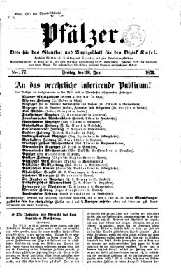 Pfälzer Freitag 28. Juni 1872