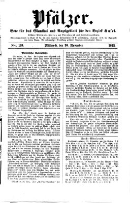 Pfälzer Mittwoch 20. November 1872