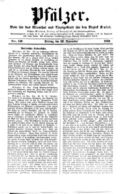 Pfälzer Freitag 22. November 1872