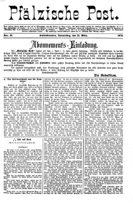 Pfälzische Post Donnerstag 21. März 1872