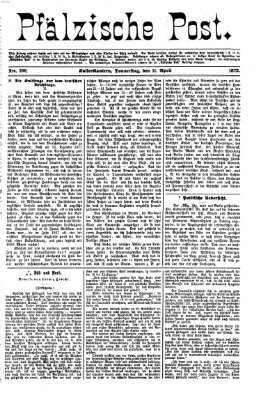 Pfälzische Post Donnerstag 11. April 1872