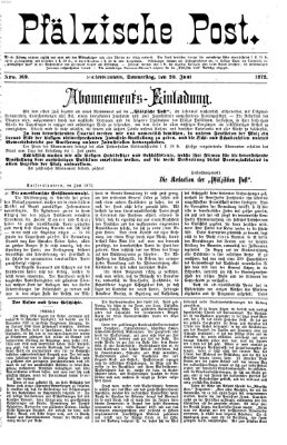 Pfälzische Post Donnerstag 20. Juni 1872