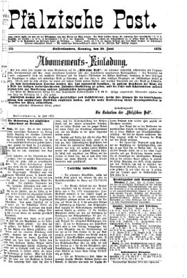 Pfälzische Post Sonntag 30. Juni 1872