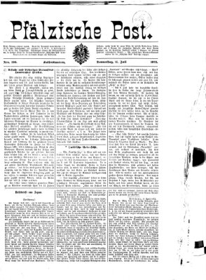 Pfälzische Post Donnerstag 11. Juli 1872