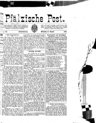 Pfälzische Post Mittwoch 21. August 1872