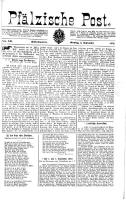 Pfälzische Post Montag 2. September 1872