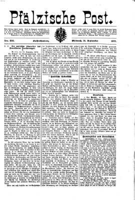 Pfälzische Post Mittwoch 18. September 1872