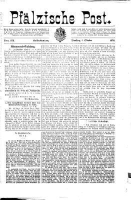 Pfälzische Post Dienstag 1. Oktober 1872