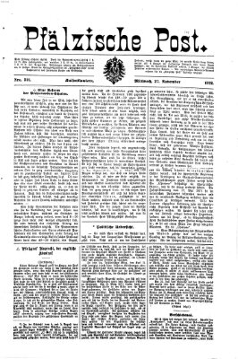 Pfälzische Post Mittwoch 27. November 1872