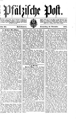 Pfälzische Post Donnerstag 13. November 1873