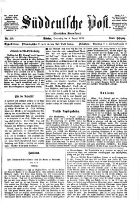 Süddeutsche Post Donnerstag 8. August 1872