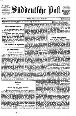 Süddeutsche Post Dienstag 1. April 1873