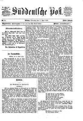 Süddeutsche Post Donnerstag 17. April 1873