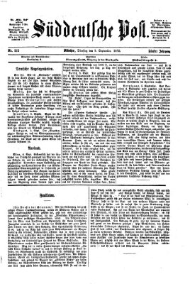 Süddeutsche Post Dienstag 9. September 1873