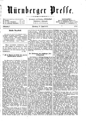 Nürnberger Presse Samstag 27. April 1872