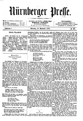 Nürnberger Presse Samstag 21. September 1872