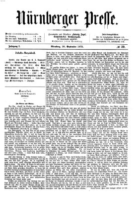 Nürnberger Presse Samstag 28. September 1872