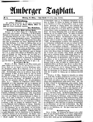 Amberger Tagblatt Montag 31. März 1873