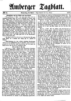 Amberger Tagblatt Donnerstag 10. April 1873