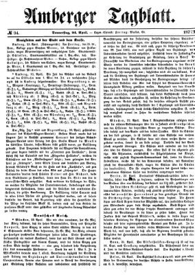 Amberger Tagblatt Donnerstag 24. April 1873