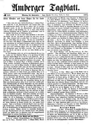 Amberger Tagblatt Montag 22. September 1873