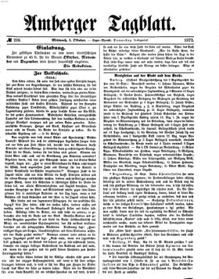 Amberger Tagblatt Mittwoch 1. Oktober 1873