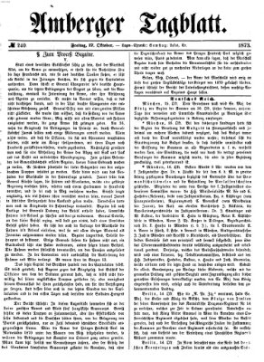 Amberger Tagblatt Freitag 17. Oktober 1873