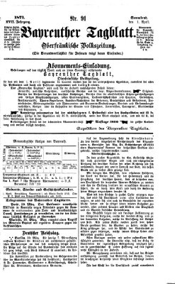 Bayreuther Tagblatt Samstag 1. April 1871