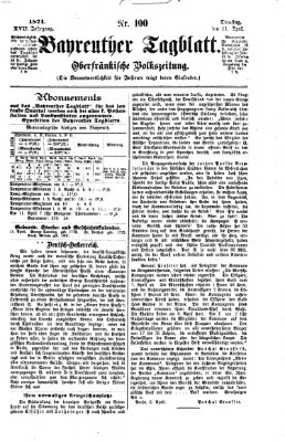 Bayreuther Tagblatt Dienstag 11. April 1871