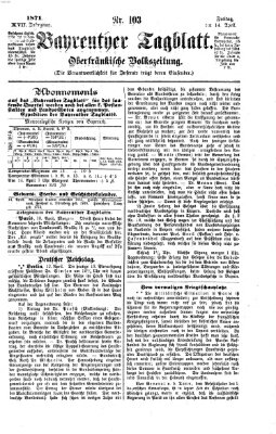 Bayreuther Tagblatt Freitag 14. April 1871