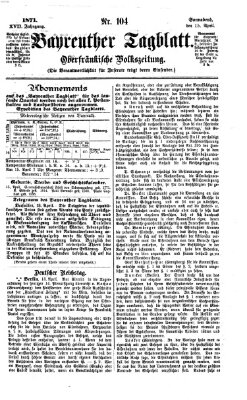 Bayreuther Tagblatt Samstag 15. April 1871