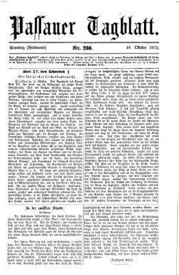 Passauer Tagblatt Samstag 19. Oktober 1872