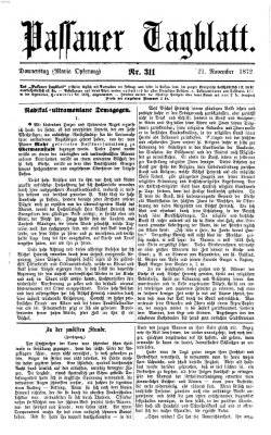 Passauer Tagblatt Donnerstag 21. November 1872