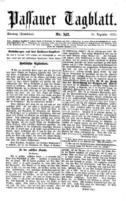 Passauer Tagblatt Sonntag 22. Dezember 1872