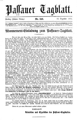 Passauer Tagblatt Freitag 27. Dezember 1872