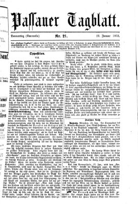 Passauer Tagblatt Donnerstag 23. Januar 1873