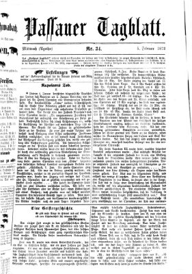 Passauer Tagblatt Mittwoch 5. Februar 1873