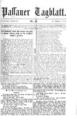 Passauer Tagblatt Donnerstag 20. Februar 1873