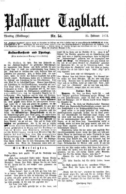 Passauer Tagblatt Dienstag 25. Februar 1873