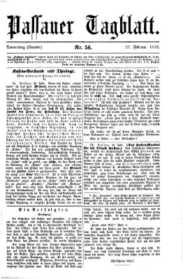 Passauer Tagblatt Donnerstag 27. Februar 1873