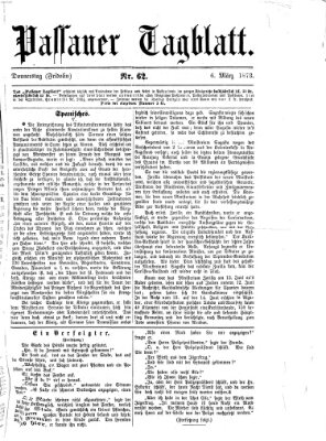 Passauer Tagblatt Donnerstag 6. März 1873