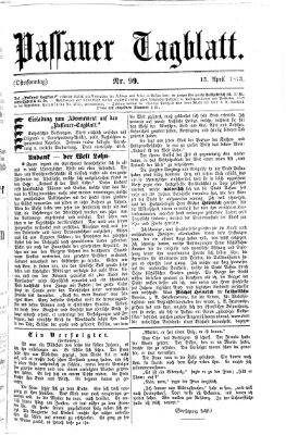 Passauer Tagblatt Sonntag 13. April 1873