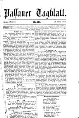 Passauer Tagblatt Montag 21. April 1873