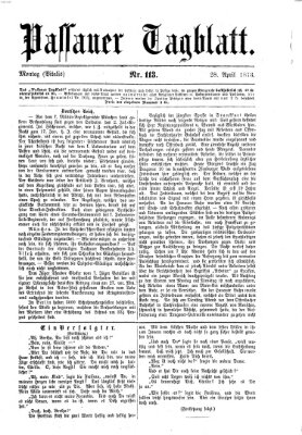 Passauer Tagblatt Montag 28. April 1873