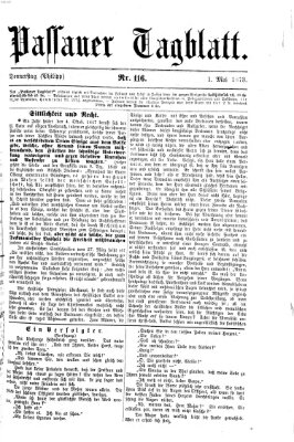 Passauer Tagblatt Donnerstag 1. Mai 1873