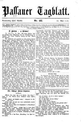 Passauer Tagblatt Donnerstag 22. Mai 1873