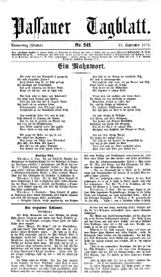 Passauer Tagblatt Donnerstag 11. September 1873